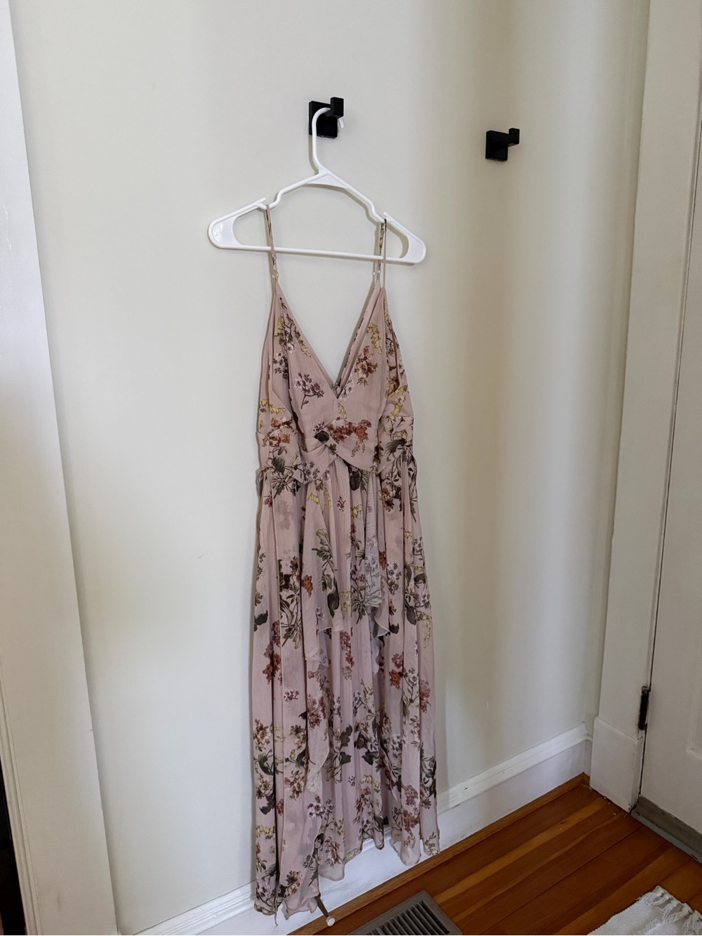 ASOS Floral Pink Sleeveless V-Neck Maxi Dress